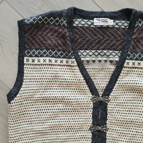Maria Lammi Merino Wool Handmade Finnish Knit Sweater Vest XL - Picture 2 of 11